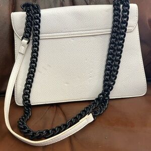 Foley + Corinna White Bag with Black Chain Strap